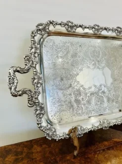 Pamono Victorian Silver Plated Ornate Serving Tray, 1880s><noscript><img width=