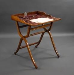 Pamono Victorian Walnut Campaign Travelling Desk, 1880s><noscript><img width=