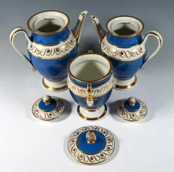 Pamono Vienna Imperial Porcelain Coffee Service in Prussian Blue & Gold, 1825, Set of 19><noscript><img width=