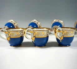 Pamono Vienna Imperial Porcelain Coffee Service in Prussian Blue & Gold, 1825, Set of 19><noscript><img width=