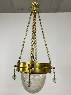 New Pamono Vienna Secession Brass Hanging Lamp attributed Kolo Moser, 1890s