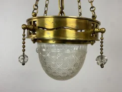 New Pamono Vienna Secession Brass Hanging Lamp attributed Kolo Moser, 1890s