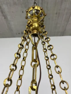 New Pamono Vienna Secession Brass Hanging Lamp attributed Kolo Moser, 1890s