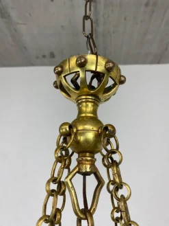 New Pamono Vienna Secession Brass Hanging Lamp attributed Kolo Moser, 1890s