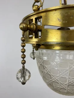 New Pamono Vienna Secession Brass Hanging Lamp attributed Kolo Moser, 1890s
