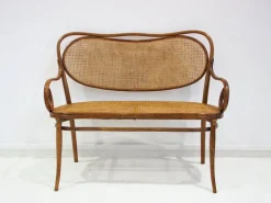 Pamono Vienna Secessionist Bentwood and Rattan Settee from Thonet> Benches