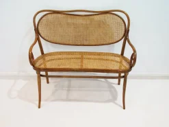 Pamono Vienna Secessionist Bentwood and Rattan Settee from Thonet> Benches