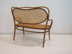 Pamono Vienna Secessionist Bentwood and Rattan Settee from Thonet><noscript><img width=