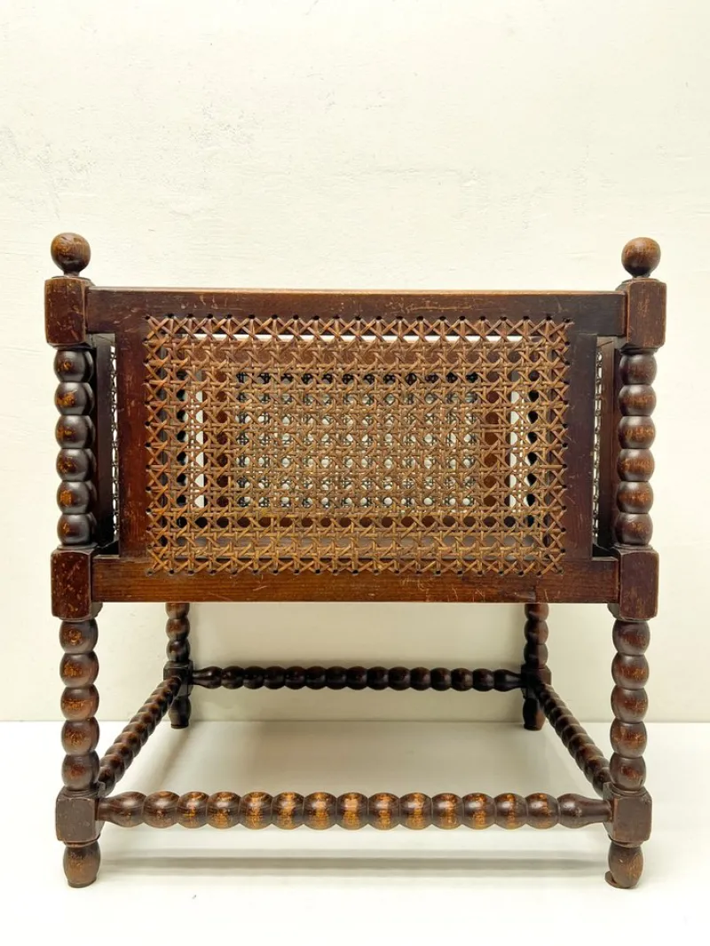 Pamono Vienna Straw and Bobbin Wood Magazine Holder, 1950s> Magazine Racks