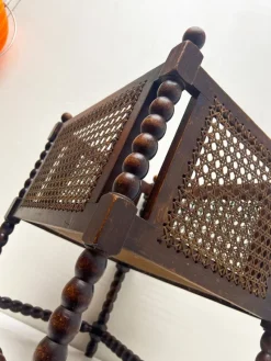 Pamono Vienna Straw and Bobbin Wood Magazine Holder, 1950s><noscript><img width=