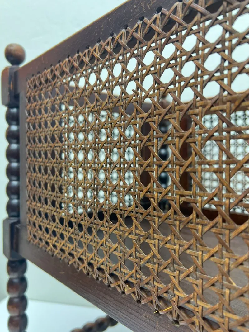 Pamono Vienna Straw and Bobbin Wood Magazine Holder, 1950s> Magazine Racks