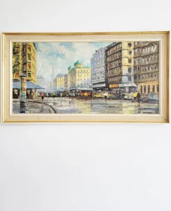 Discount Pamono Vienna's City Center, 1960s, Oil on Canvas