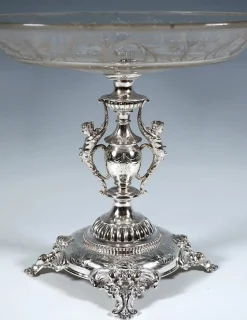 Online Pamono Viennese Art Nouveau Silver Centerpiece with Original Glass Bowl, 1900s