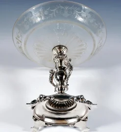 Online Pamono Viennese Art Nouveau Silver Centerpiece with Original Glass Bowl, 1900s