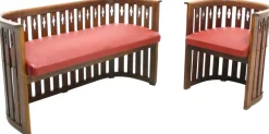 Pamono Viennese Arts & Crafts Oak Sofa and Chair, 1920s, Set of 2> Living Room Sets