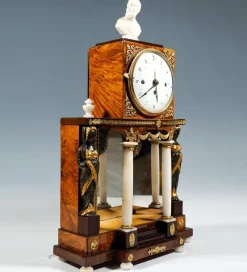 Pamono Viennese Empire Portal Clock with Caryatids and Gilded Fittings, 1810> Clocks