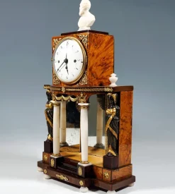 Pamono Viennese Empire Portal Clock with Caryatids and Gilded Fittings, 1810><noscript><img width=