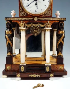 Pamono Viennese Empire Portal Clock with Caryatids and Gilded Fittings, 1810><noscript><img width=
