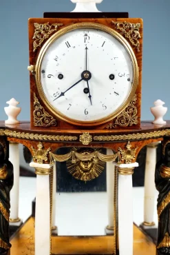 Pamono Viennese Empire Portal Clock with Caryatids and Gilded Fittings, 1810><noscript><img width=