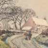 Pamono Village in the Snow, Late 19th Century, Watercolor on Paper> Impressionist