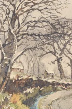 Pamono Village in the Snow, Late 19th Century, Watercolor on Paper><noscript><img width=