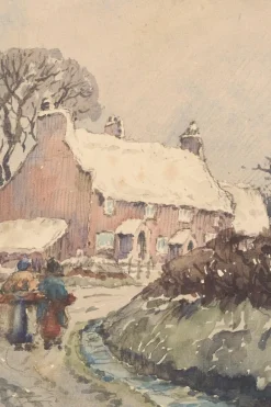 Pamono Village in the Snow, Late 19th Century, Watercolor on Paper><noscript><img width=