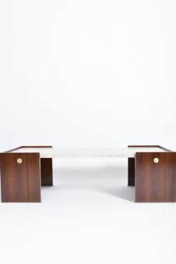 Pamono Villandry Walnut and Travertine Coffee Table by Barracuda Interiors