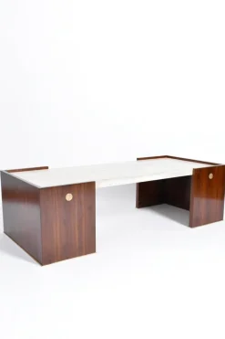 Pamono Villandry Walnut and Travertine Coffee Table by Barracuda Interiors