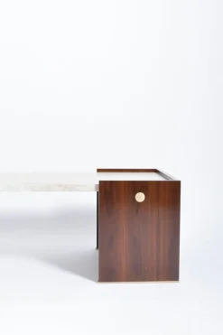 Pamono Villandry Walnut and Travertine Coffee Table by Barracuda Interiors
