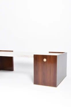 Pamono Villandry Walnut and Travertine Coffee Table by Barracuda Interiors