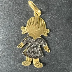 Pamono Vintage 18 Karat Yellow and White Gold Girl Doll Charm Pendant, 1970s> Necklaces
