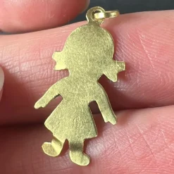 Pamono Vintage 18 Karat Yellow and White Gold Girl Doll Charm Pendant, 1970s><noscript><img width=