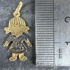 Pamono Vintage 18 Karat Yellow and White Gold Girl Doll Charm Pendant, 1970s><noscript><img width=