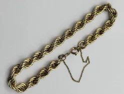 Pamono Vintage 9 Karat Yellow Gold Twist Rope Bracelet><noscript><img width=