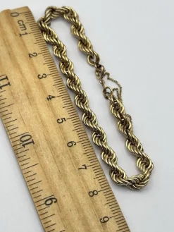Pamono Vintage 9 Karat Yellow Gold Twist Rope Bracelet><noscript><img width=