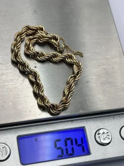 Pamono Vintage 9 Karat Yellow Gold Twist Rope Bracelet><noscript><img width=