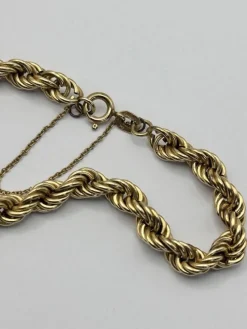 Pamono Vintage 9 Karat Yellow Gold Twist Rope Bracelet><noscript><img width=