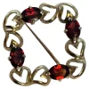 Pamono Vintage 9 Karat Yellow Gold Hearts Garnet Brooch> Brooches