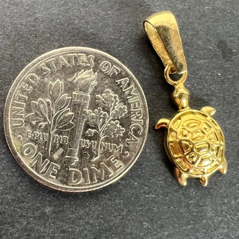 Clearance Pamono Vintage 18 Karat Yellow Gold Turtle Charm Pendant, 1960s