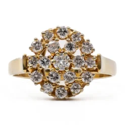 Hot Pamono Vintage 14 Karat Yellow Gold Ring with Brilliant Cut Diamonds, 1970s
