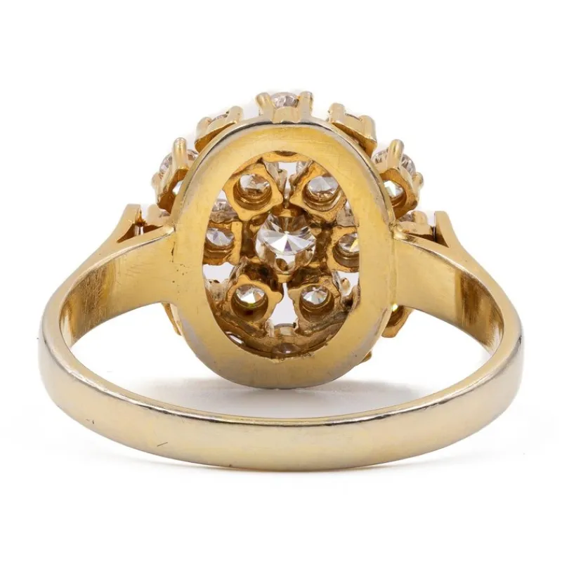 Hot Pamono Vintage 14 Karat Yellow Gold Ring with Brilliant Cut Diamonds, 1970s