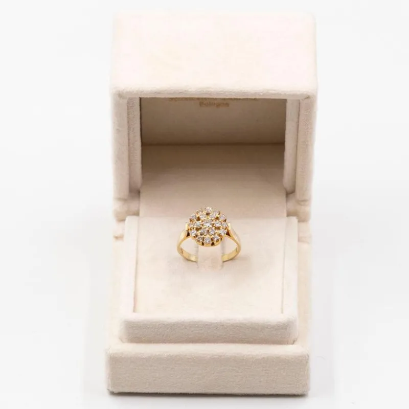Hot Pamono Vintage 14 Karat Yellow Gold Ring with Brilliant Cut Diamonds, 1970s