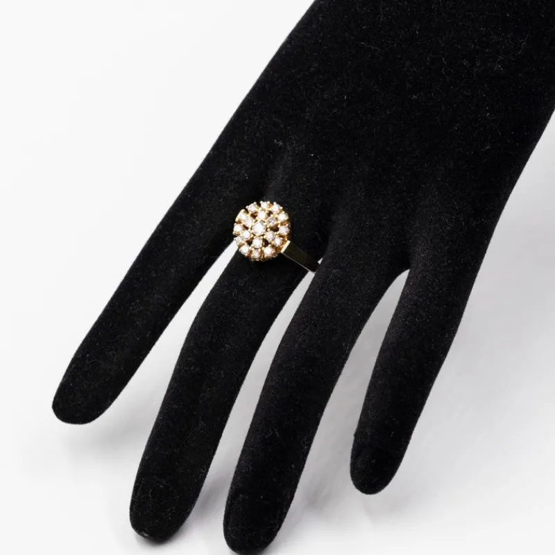 Hot Pamono Vintage 14 Karat Yellow Gold Ring with Brilliant Cut Diamonds, 1970s