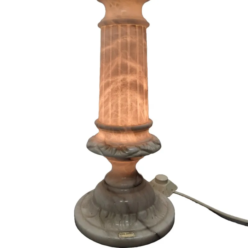 Pamono Vintage Alabaster Pillar with Lamp, 1970/80s> Pedestals And Columns