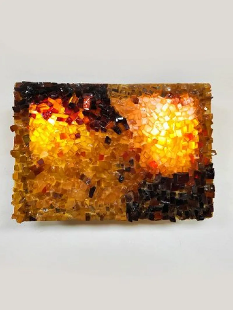 Discount Pamono Vintage Amber Glass Wall Lamp, 1970s