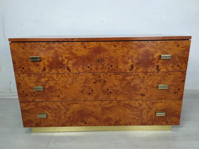 Pamono Vintage Amboyna Burl Chest of Drawers, 1970s> Dressers, Commodes & Chests