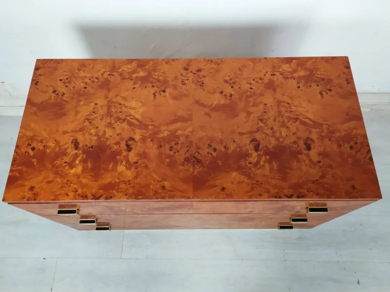 Pamono Vintage Amboyna Burl Chest of Drawers, 1970s> Dressers, Commodes & Chests