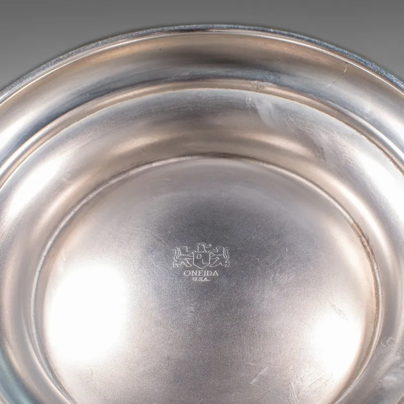 Pamono Vintage American Silver Plated Punch Bowl & Spoon, Set of 2> Serving Dishes