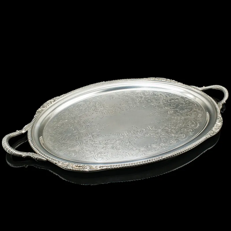 Pamono Vintage American Silver Plate Serving Tray, 1930s> Trays