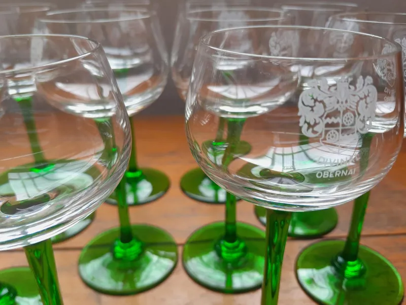 Sale Pamono Vintage and Bohemian Two-Tone Alsatian Wine Glasses, Set of 10
